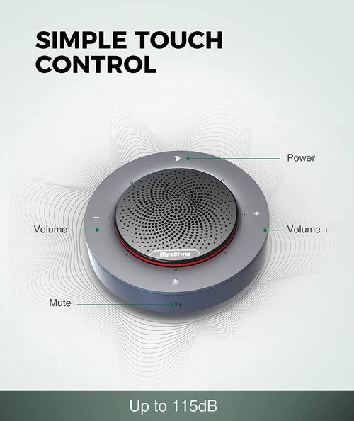 WYRESTORM Halo 30 USB Conference Speakerphone, 4 Noise-canceling Mics, Enhanced 360° Voice Pickup, AGC Voice Balance, Full-Duplex, Idea for Home Office