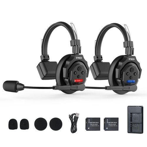 SYNCO XTALK X2 Wireless Intercom Headset System, 2.4GHz Communication Headset for 2-Person with 24H Workingtime 350M/1148FT, Xtalk-Communication-Headsets-Intercom