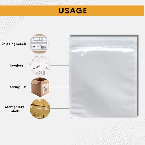 500 Pack 6"x9" Shipping Label Sleeves – Clear Self-Adhesive Packing Slip Pouches, Waterproof Packing List Envelopes – Ideal for Shipping Documents, Mailing Labels, Invoices & Packing Slips
