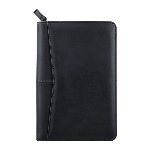 Gorbado Small Portfolio Organizer, A5 Zippered Business Portfolio, Junior Padfolio Folder Binder for Women & Men, 5 x 8 Writing Pad Included, Black