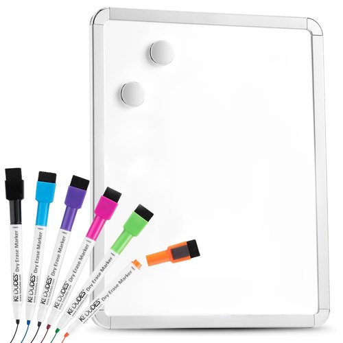 Kedudes Magnetic White Board - 13 x 17 Dry Erase Board with 6 Assorted Color Markers - Reusable and Easy to Erase for Classroom, Home, and Office Organization