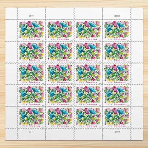 United States Postal Service Celebration Blooms Forever Postage Stamps Flowers, Garden, Love, Wedding (Sheet of 20)