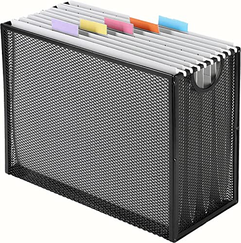 Sinboun Hanging File Organizer with 5 Grey Letter Size Folders - Office Document Storage