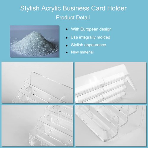 Gowall Business Card Holder, 8 Pocket Acrylic Business Card Holder for Desk Clear Business Card Stand Desktop Business Card Holders Plastic Business Card Display for Exhibition, Home and Office, 4 PCS