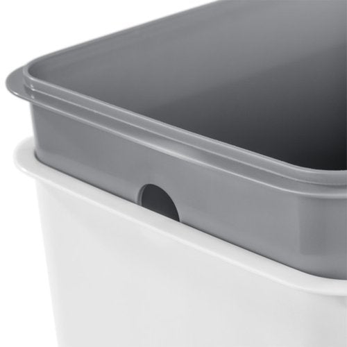 Sterilite 2.7 Gallon Rectangular StepOn Wastebasket, Small, White lid and base with Titanium pedal and Liner