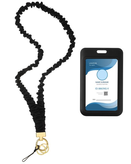 Geyoga Stretchy Scrunchie Lanyard with Hard Badge Holder for Teacher Scrunchie Lanyards for ID Card and Keys Sliding ID Badge Holder Retractable Scrunchy Cute Neck Keychain with Clip Closure