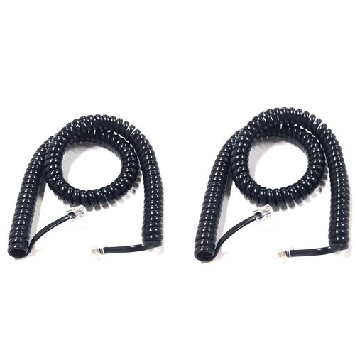 MZMSBAO Coiled Telephone Cord, 3.1 Feet Coiled, 25 Feet Uncoiled, Phone Cord Works with All Corded Landline Phones, for Use in Home or Office, Black,2 PCS