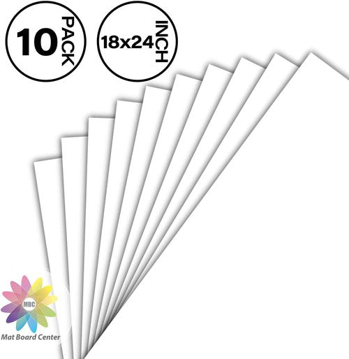 Mat Board Center | Pack of 10 Acid-Free 18x24 White Uncut Mat Boards for Frames & Photos