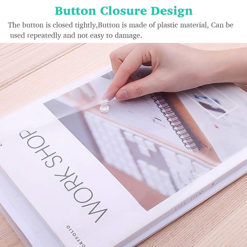 Clear Document Folders Transparent Filing Envelopes Waterproof Plastic Envelopes File Holder Filing Document Poly Envelope with Snap Button Closure for A4 Letter Paper Size (5 Pcs)