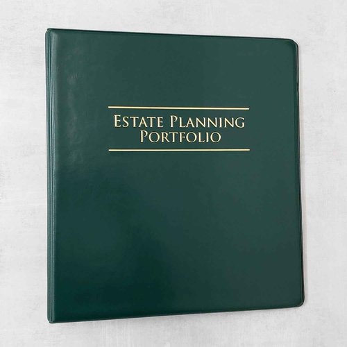 Estate Planning Portfolio 3-Ring Binders – Leather Like Feel with Gold Debossed Title. Dividers and Sheet Protectors Included (Estate Planning Portfolio, Green, 2" Capacity)