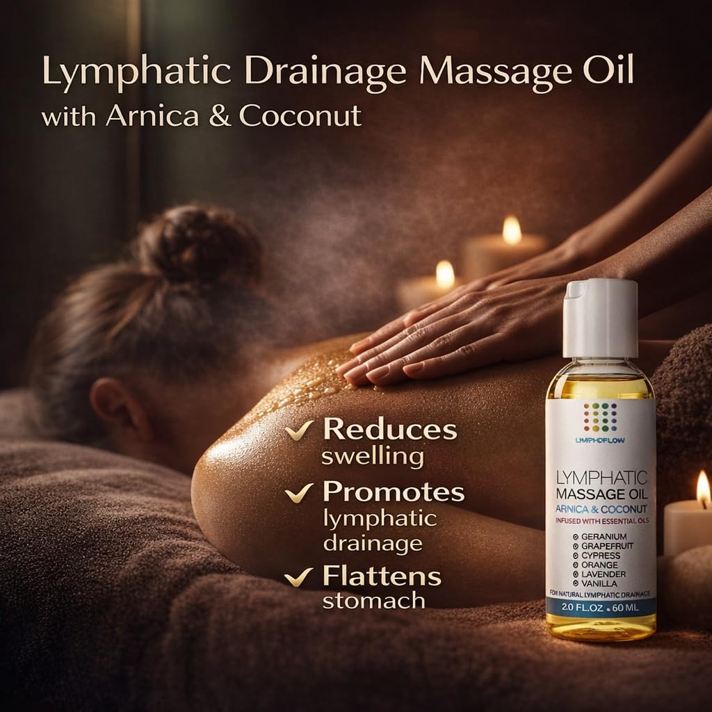 Lymphatic Drainage Massage Oi for Massage Therapy - Arnica and Coconut Oil for Manual Lymph Drainage & Post Surgery Recovery for Liposuction, 360 Lipo, BBL,Tummy Tuck, Lymphedema, Lipo Foam-2.0 oz