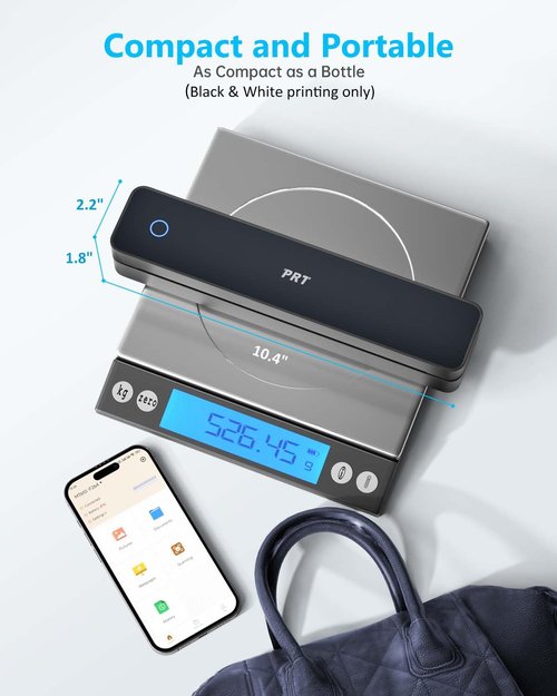 PRT Inkless Portable Printer for Travel, Wireless Thermal Printer Support 8.5 x 11 Inch US Letter A4 B5, Bluetooth Mobile Printers with iOS, Android, Laptop for Home Use, Car, Office, School, Black