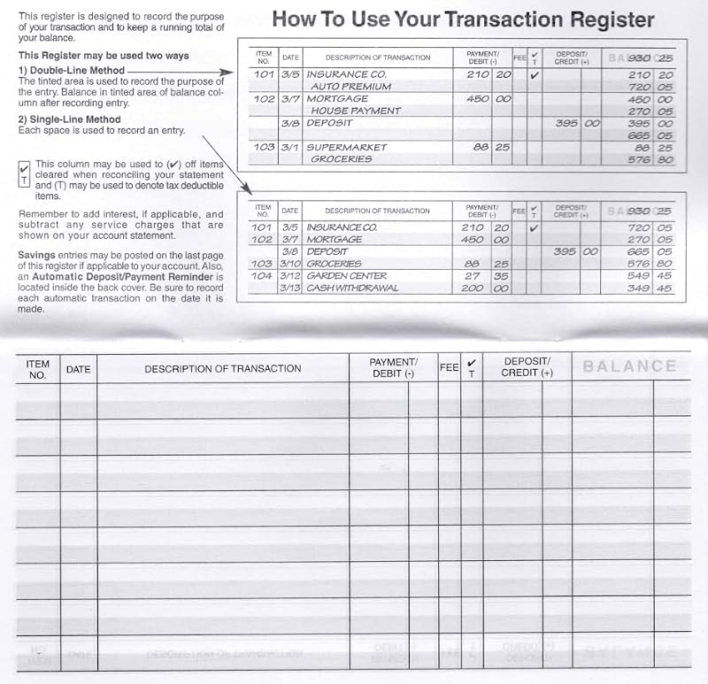 12-Pack Easy Read Checkbook Register - Personal & Business Transaction Log