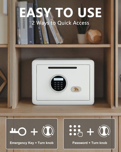 TIGERKING Drop Safe, Digital Safe With Keypad, White Small Safe Box- Deposit Cash Easily, Money Security Box For Home, Business, 1.2 Cubic Feet