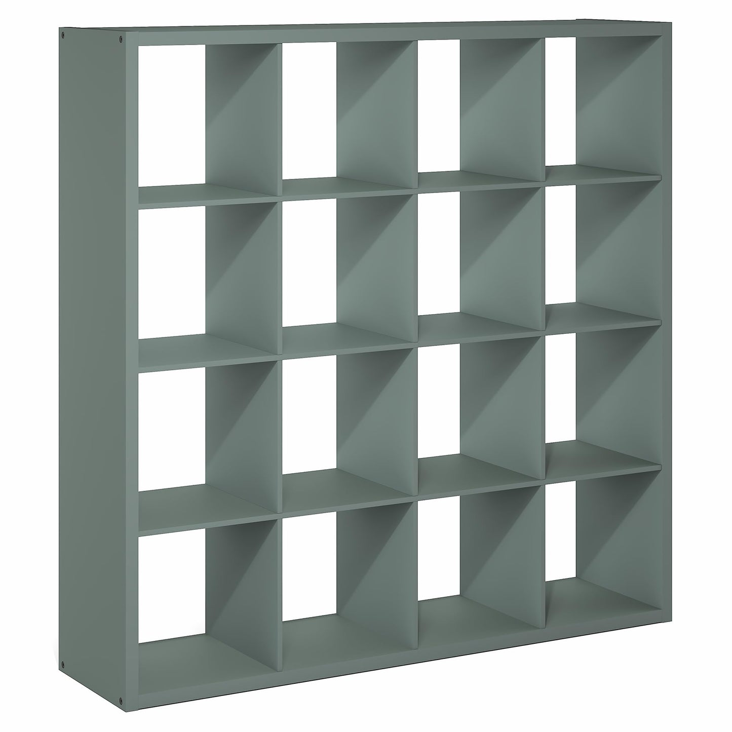 Furinno Cubicle Book Shelf, 16-Cube Bookshelf, Extra Thick Frame Reversible Bookcase with Open Back, 14.6" x 58" x 58", for Living Room, Bedroom, Home Office, Sage Green