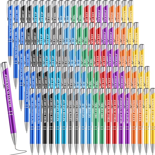 Sherr 100 Pcs Ballpoint Pens Motivational Inspirational Quotes Metal Pen Bulk Employee Appreciation Gifts Encouraging Writing Black Ink for Student Coworker Teacher Office (Go for It)