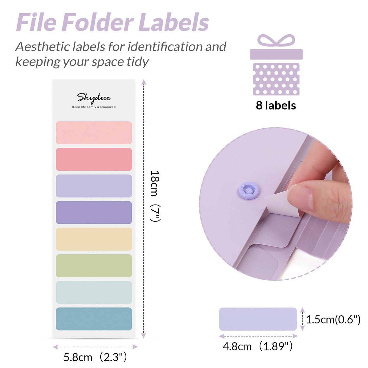 SKYDUE Expanding File Organizer with 5 Pockets, Accordion File Folders with Labels, Portable Document Paper Bill Receipt Organizer, Home College School Office Supplies, Letter Size, Lilac