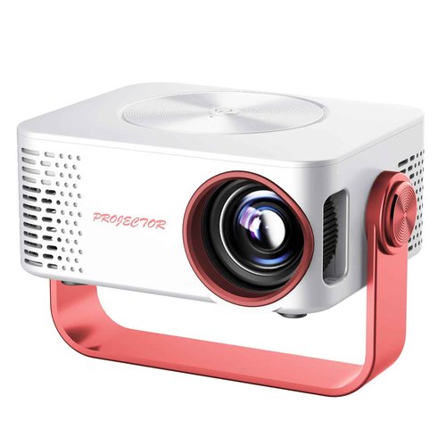 Irosiy Smart Mini Projector with WiFi and Bluetooth, Auto Focus & Keystone Portable Outdoor Projector, VOPLLS Native 1080P 4K Supported Home Movie Projector (White Red)
