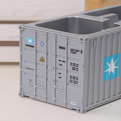 ZZM Story Desk Organizer Office Supplies Multi-function Shipping Container Storage Box Pen/Pencil,Business Name Cards Remote Control Holder Gray, Pen and Pencil Shipping Container Style Holders