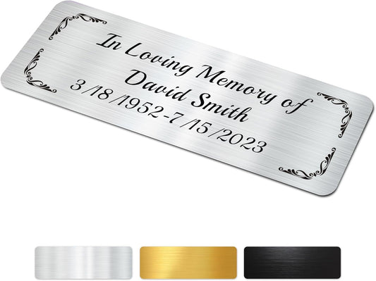 Skiennix Engraved Name Plate - Personalized 1" x 3" Brass Plaque with Adhesive Backing | Custom Trophy Plate