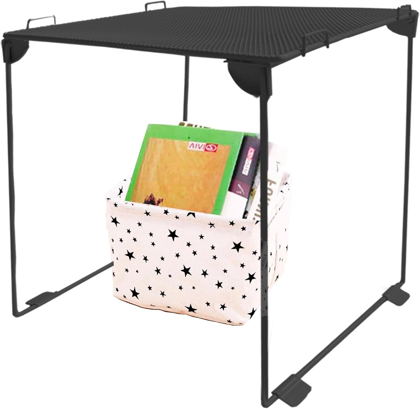 Skiennix Locker Organizer Shelf - Mesh Storage Basket for School, Gym & Home | Black