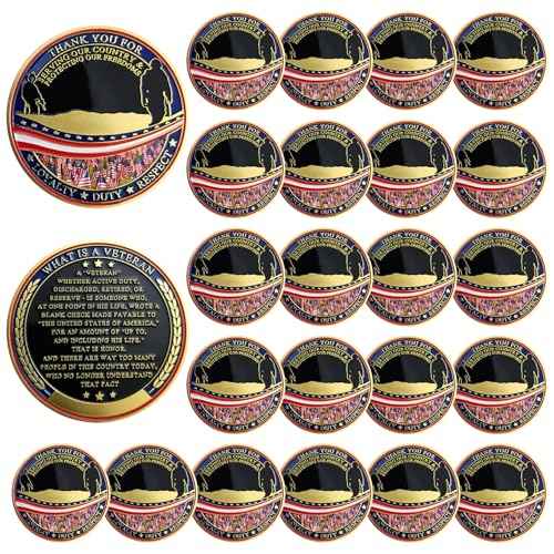 AtSKnSK 24 PCS Military Veterans Challenge Coin Appreciation Gift Thank You for Your Service