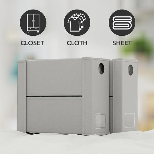 Pfima pack of 4 Bed Sheet Organizers and Storage, Foldable Sheet Organizer for Linen Closet, Sheets Set Folder Keeper with Window XL (Queen & King Size) Organizing Bedding Container, Gray