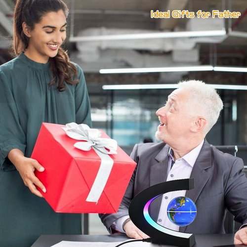 MOKOQI Magnetic Levitating Globe with LED Light, Cool Tech Gift for Men Father Boys and Girls, Birthday Gifts for Kids, Floating Globes World Desk Gadget Decor in Office Home Display (Blue)