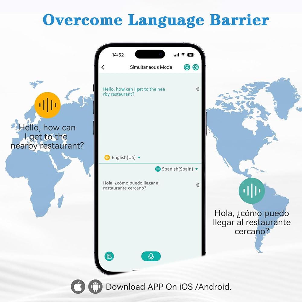 ENGFYADSY AI Language Translator Earbuds Real Time, Supports 144 Languages, Earphone 3-in-1 Accents，Headphones Language Earbud Translators Bluetooth & APP for Travel, Business, and Learning（Black）