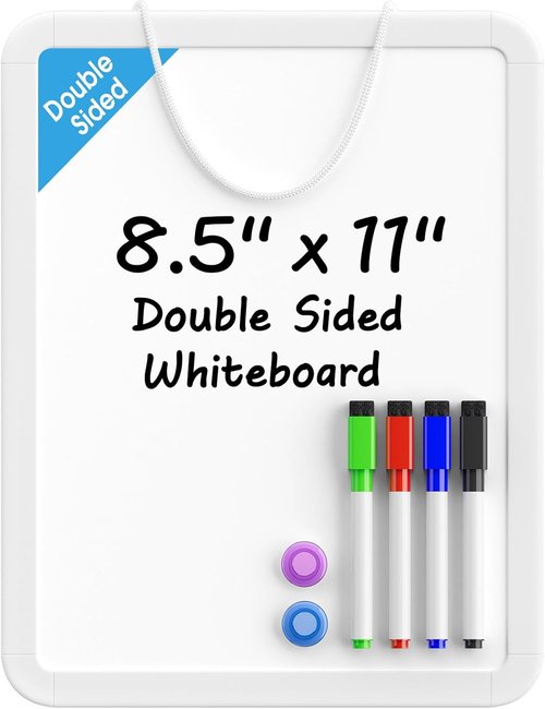 MaxGear Small Dry Erase Board - Double-Sided Mini Whiteboard 8.5x11 Inches | Includes 4 Markers & 2 Magnets