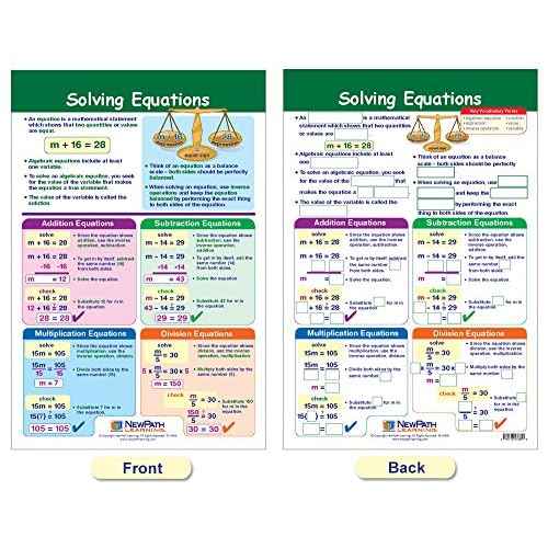 NewPath Learning Algebra Skills Bulletin Board Charts, Set/7 - Laminated, Double-Sided, Full-Color, 12" x 18" (93-6505)