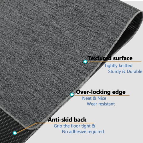 Chair Mat for Hardwood & Tile Floor, 47" x 52" Heavy Duty Office Chair Mat for Rolling Chairs Easy Glide, Anti Slip, Non-Curve, Floor Protector for Home Office, Gray