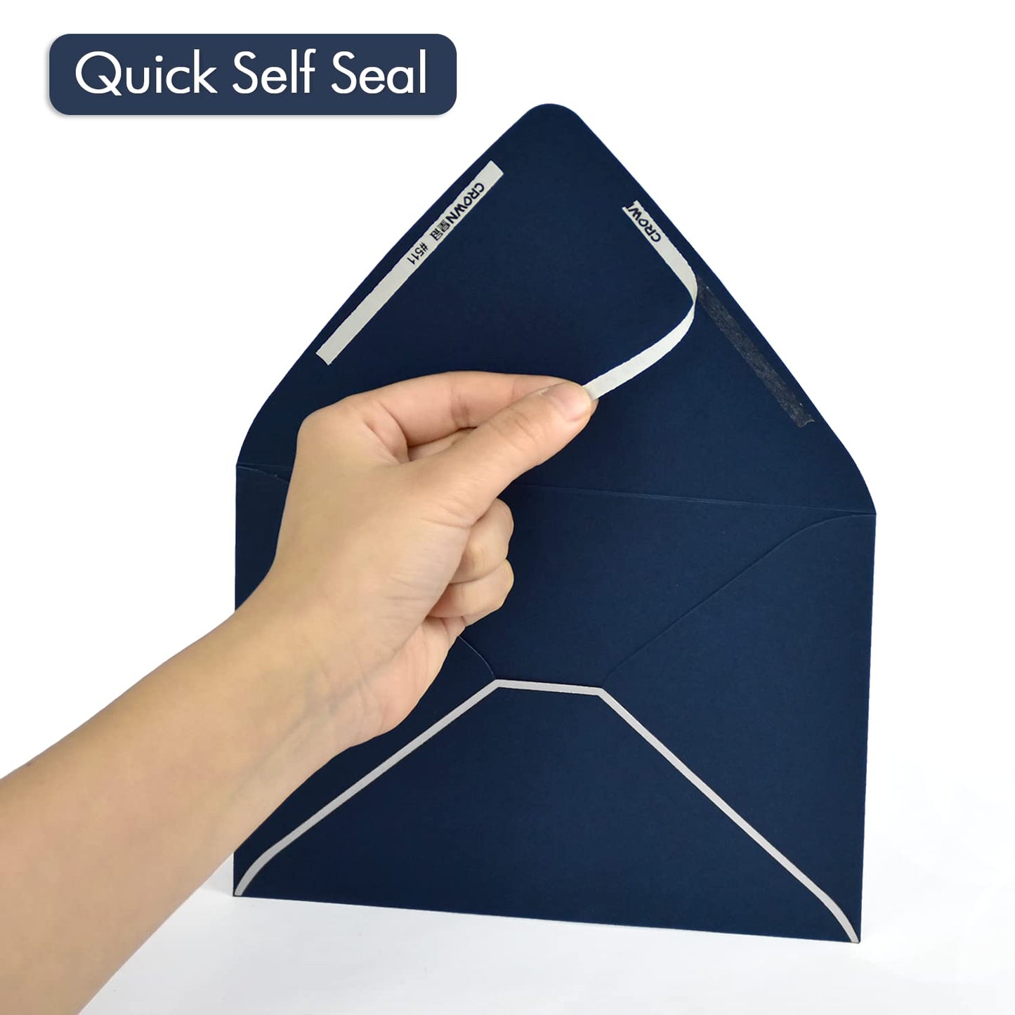 A7 Navy Envelopes With Silver Border, Invitation 5 x 7 Envelopes - 50 Pack For 5x7 Cards| Self Seal| Perfect for Weddings, Invitations, Photos, Baby Shower| 5.25 x 7.25inch (Nbole Blue-Silver Border)