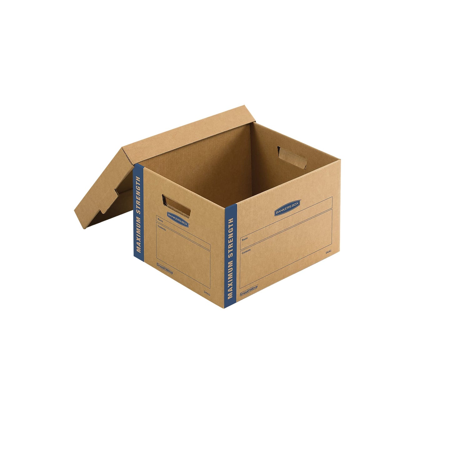Bankers Box Small Heavy Duty Moving Box 8 Pack, Reinforced Handles, Tape-Free Assembly, Box with Lid, 15-in x 12-in x 10-in (7710201)