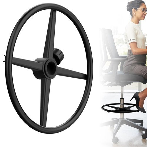 Loodmeo Black 18" Chrome Foot Rest Ring for Drafting Stool or Office Chair,Piston Foot Ring,Foot Rest for Office Chair(Black, 18'')