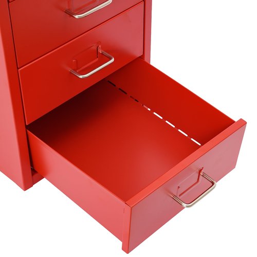HZOPUTLH 6 Drawer Vertical File Cabinet with Lock, Freestanding Filing Metal Drawers Organizer with 4 Wheels, Movable Under Desk Cabinet Vertical File Storage for Home Office (Red)