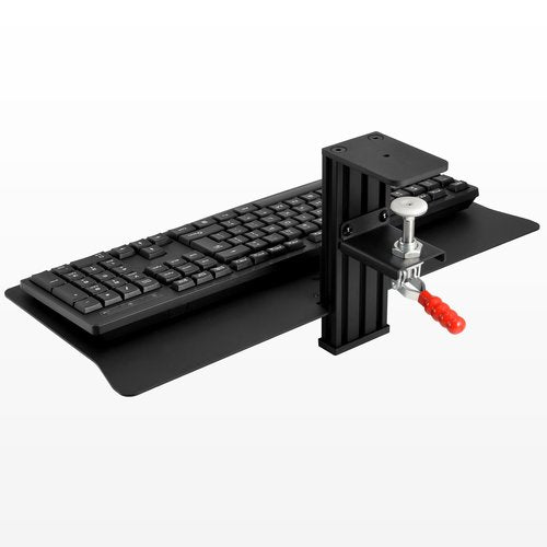 Quick Release Keyboard Desk Mount, Clamp-on Adjustable Tray,18.5x8.7 Inch, Extra Sturdy Single Clamp Design, Height Adjustable Ergonomic Typing for Office, Home, Gaming - Save Desk Space, Special Use