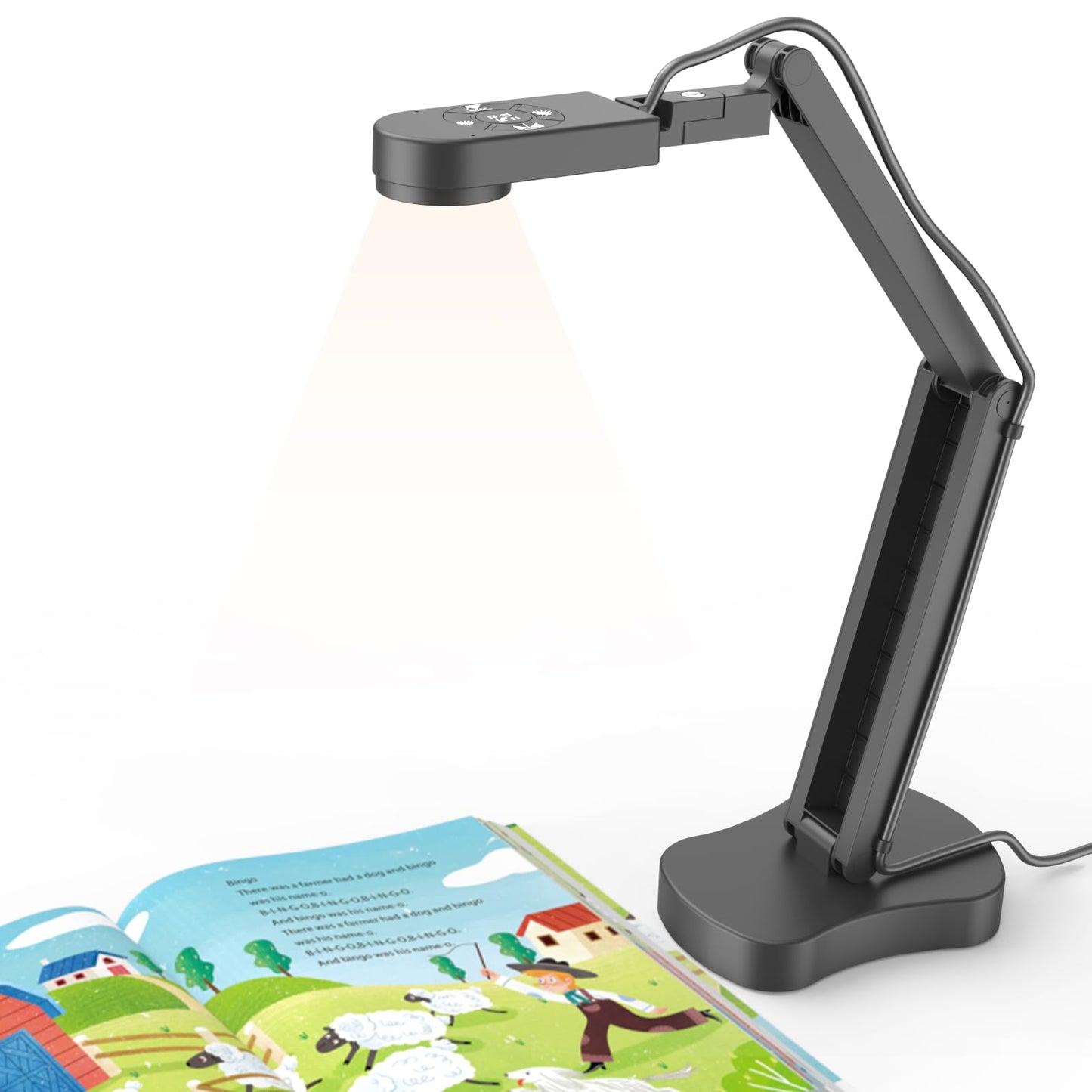 Kitchbar 4K USB Document Camera & Webcam for Teachers: 8MP USB with 3-Level LED Light & Mic & Image Invert,Fold, A3 Format for Teaching in Classroom/Distance Learning Educators(Mac/Windows/Chromebook