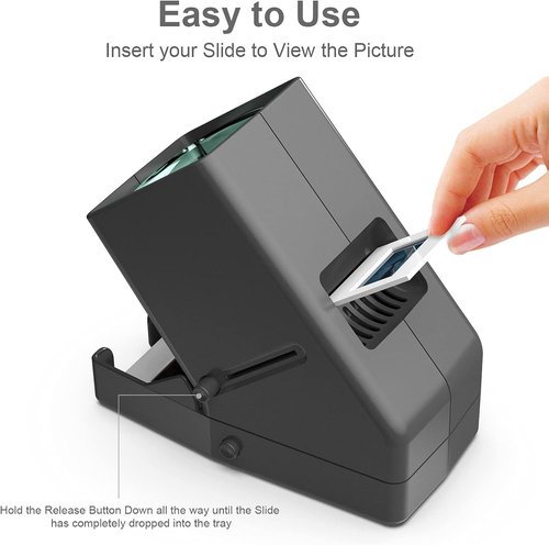 DigitConvert 35mm Slide Viewer, 3X Magnification, USB Powered/Battery Operation-for 35mm Slides & Positive Film Negatives (4AA Batteries Included)