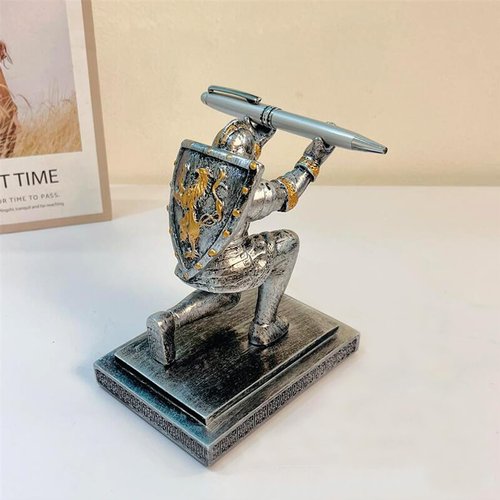 AMJUDOT Knight Pen Holder Shield Soldier Knight Pen Holder Desk Organizers Pencil Holder（Iron