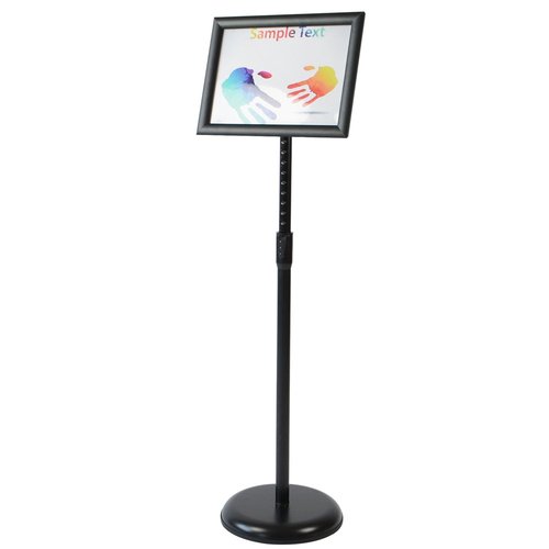 T-SIGN Adjustable Heavy Duty Pedestal Sign Holder Floor Stand, Sign Stand Poster Stand, 8.5 x 11 inch, Vertical & Horizontal View, Outdoor Indoor Standing Display Sign Holders Aluminum Black