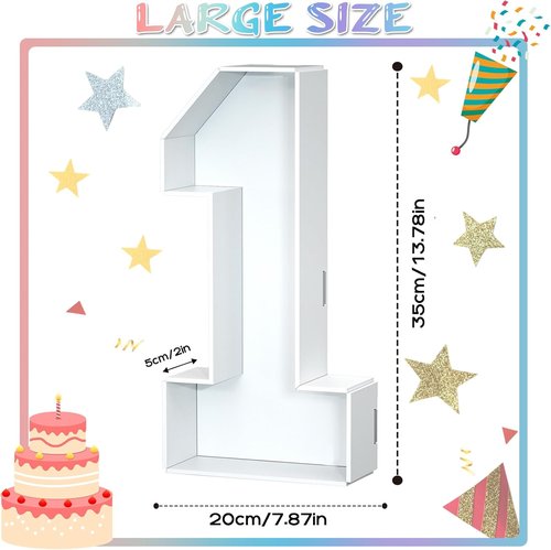 Paready 13.78" Fillable Cardboard Number 1 - Charcuterie Foam Board for 1st Birthday & Anniversary Decor