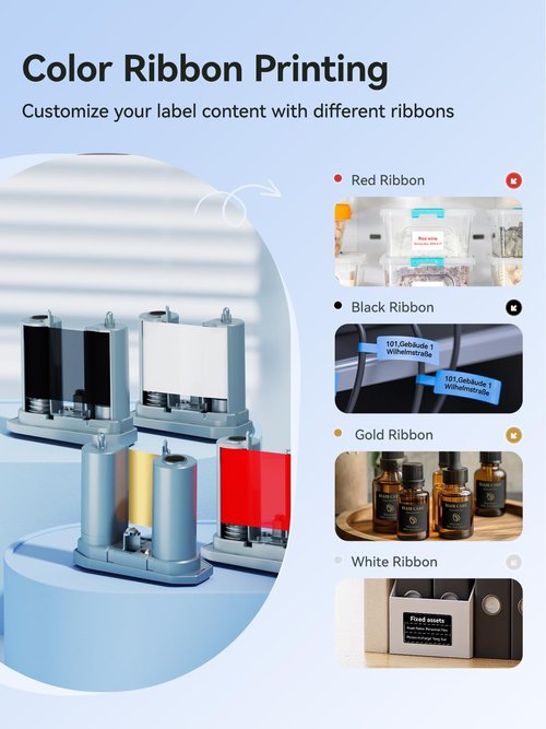 NIIMBOT M2 Label Maker with Tape 2Inch Thermal Transfer Support Color Ribbon Printing Bluetooth Sticker Printer for Office Small Business School Home Cable Storage, Compatible with Phones & PC