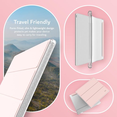 TUDIA SKN FLIP Designed for Onyx Boox Go 7 / Go Color 7 Case (Gen 1 & 2, 2024/2025) – [Enhanced Auto Wake/Sleep Function] Slim Shockproof Trifold 7" Cover with Transparent TPU Back (Pink)