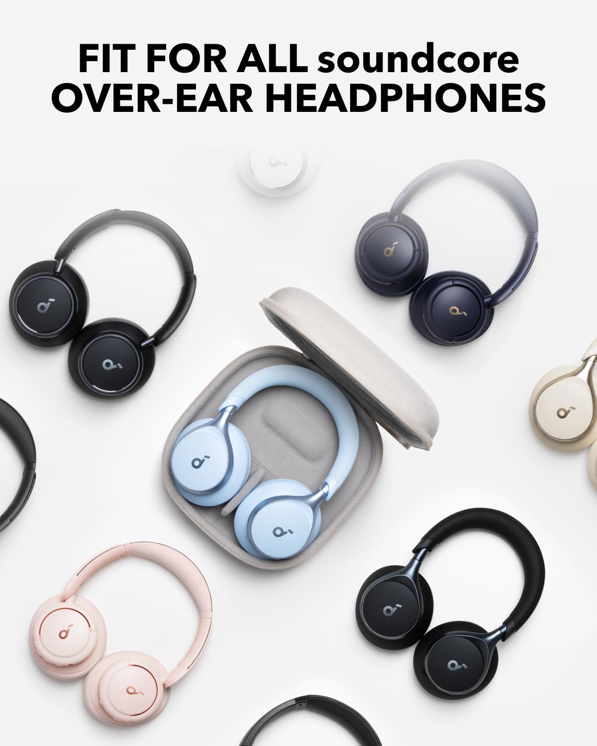 soundcore by Anker, Headphones Case, Compatible with All soundcore Over-Ear Headphones (Stone White)