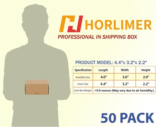 HORLIMER Shipping Boxes - Set of 50 Brown Corrugated Cardboard Mailers for Small Business Packing