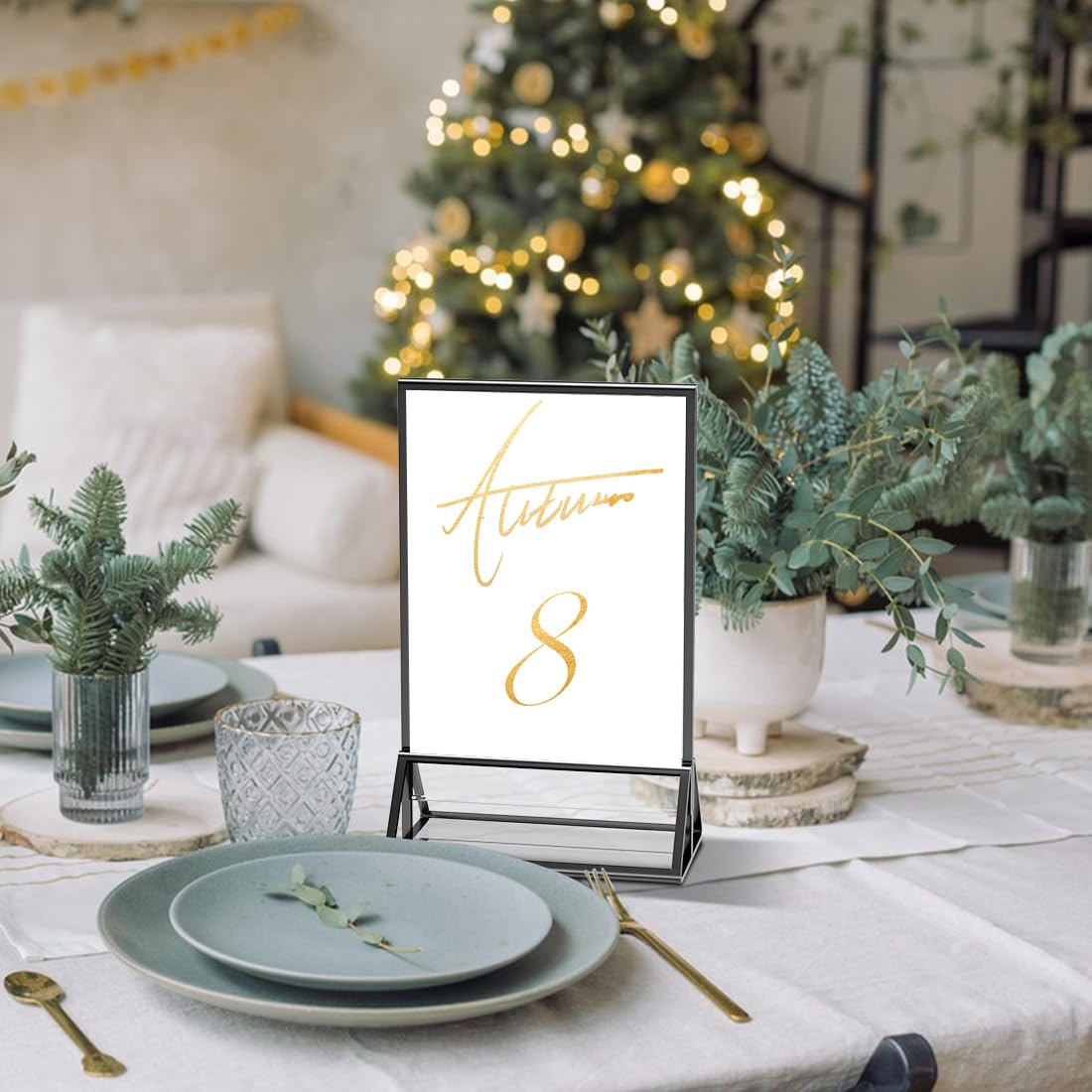 PPH-Sisy Acrylic Sign Holder 5x7 Display Stand, Clear and Stable Table Plastic Paper Holder, Acrylic Frames for Home Office Shop Photo Frames Exhibition Black (6pcs)