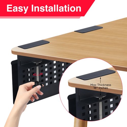Gorviomy Desk Organizer for Laptop Clamp-On Desk Shelf, No Drilling Standing Desk Drawer, Under Desk Cable Management Tray,Attachment For Office Supplies & Studio Essentials (Black)