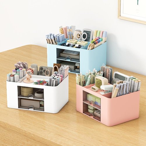 XDRELEC Pen Holder, Office Desk Organizers and Accessories，Multi-Functional Pencil Cup， Pencil Holder for Desk ，Pen Organizer，Desktop Stationary Organizer，Office Organization and Storage (blue)