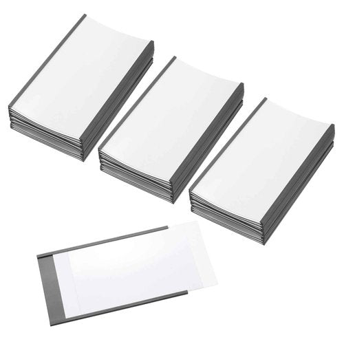 PATIKIL Magnetic Label Holder 5" x 3" with Paper Inserts, 50 Pcs C Channel Magnetic File Cabinet Labels Shelf Data Card Holder Signs for Metal Racks Shelves Whiteboard Tool Box